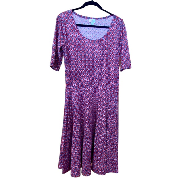 LuLaRoe XL Extra Large Midi Dress Geometric Boho Floral Pattern Summer Casual - Picture 1 of 4